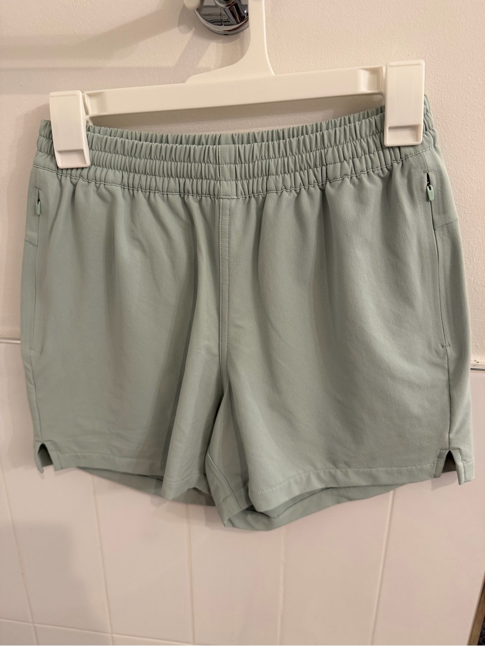 Outdoor Voices Sage Green Elastic-Waist Athletic Shorts